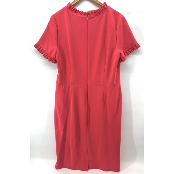 Maggy London Plus Sz 18 Pink Sheath Knee Length Dress Ruffle Sleeves V1001 - Picture 4 of 9